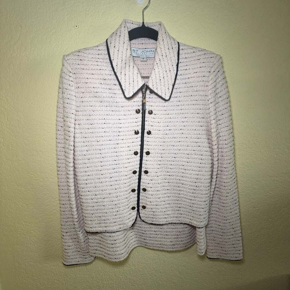 St. John Collection by Marie Gray Size 6 Pink Tweed Knit Jacket and skirt set